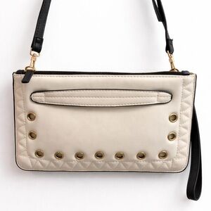 Elegant White and Black Quilted Shoulder Bag
